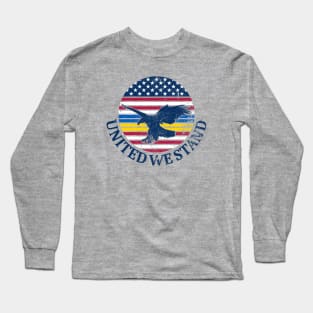 Ukraine and American Flag with Eagle, United we Stand Long Sleeve T-Shirt